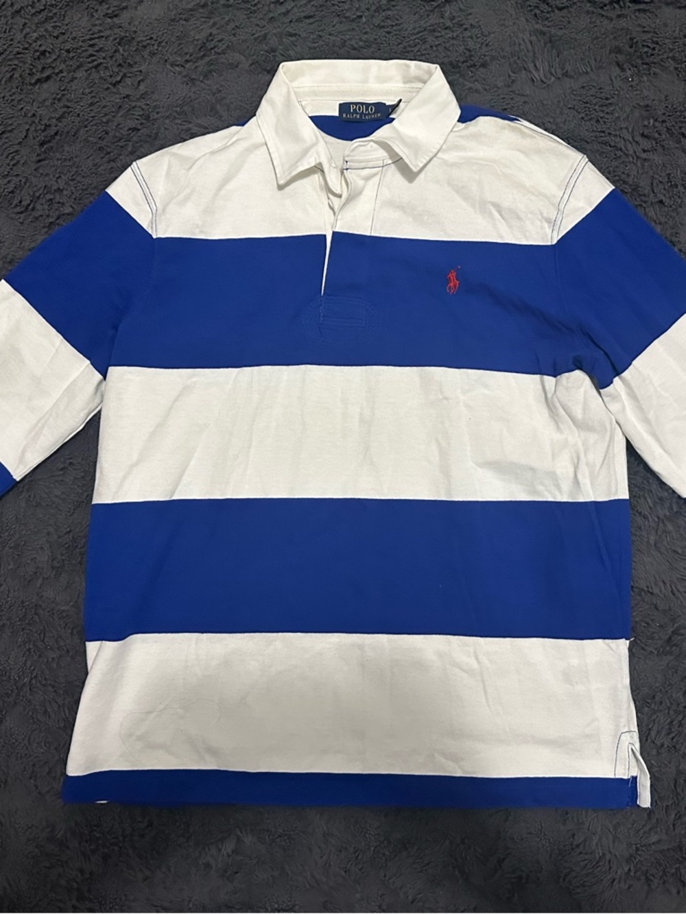Polo by Ralph Lauren Blue & White Striped Rugby Polo